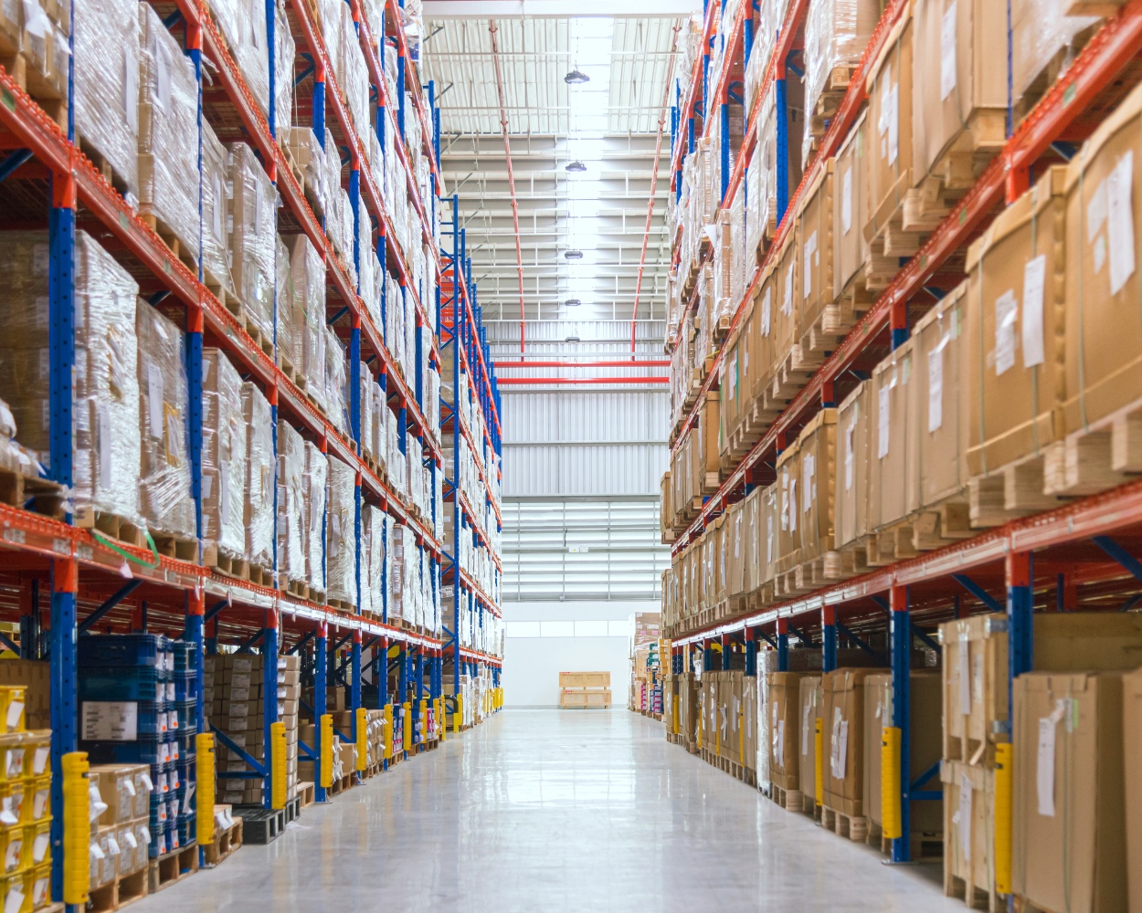 Pallets in a logistics warehouse