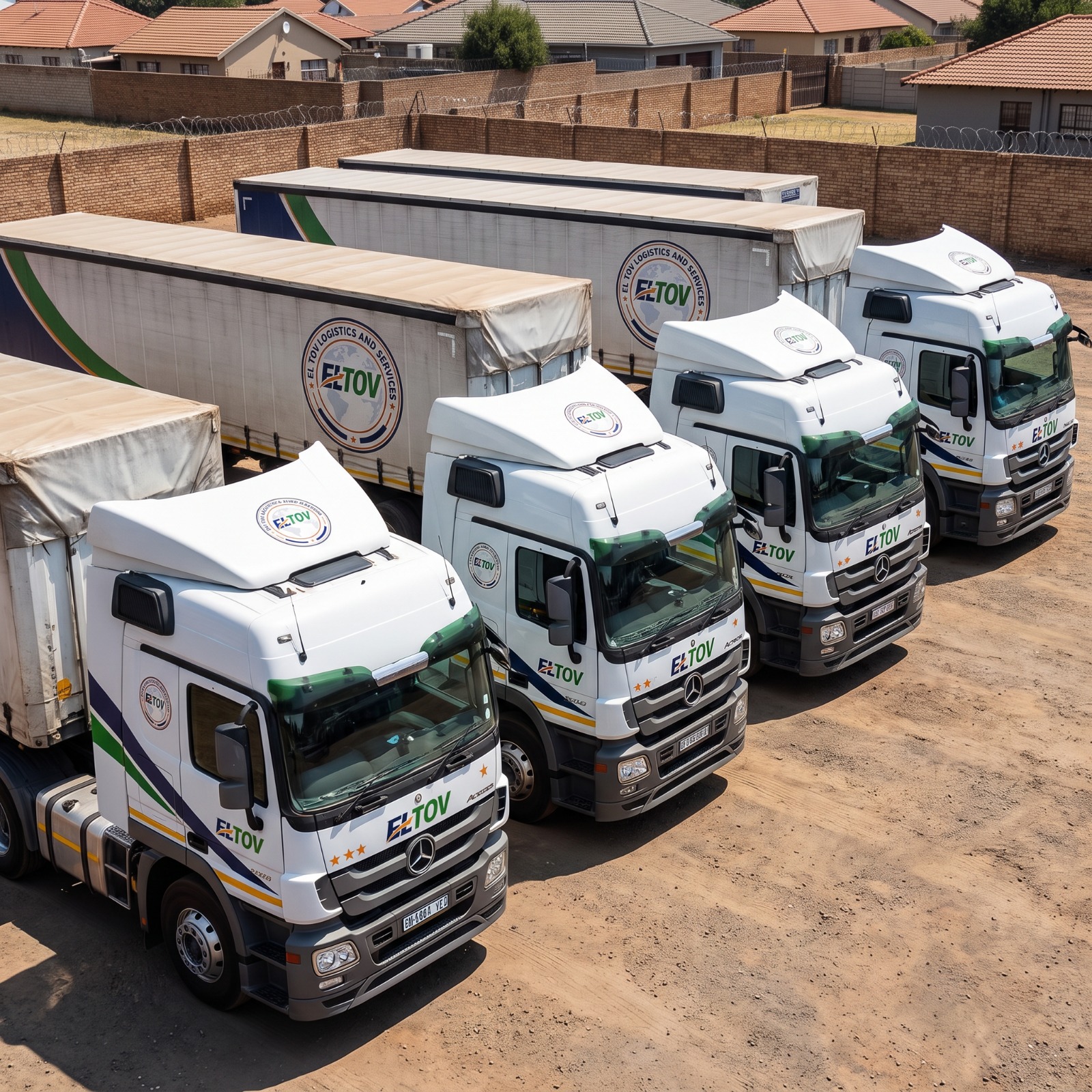 El Tov fleet lined up ready for a project cargo delivery